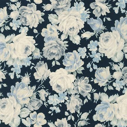 RK English Garden SB-87506D3-8 Navy - Cotton Fabric