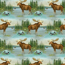 STUDIO E Along the Valley - Moose 6448-11 Blue  - Cotton Fabric