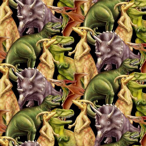 STUDIO E March of the Dinosaurs 6077-33 TAN - Cotton Fabric