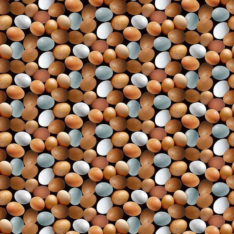 TT Spring Chicken Eggs - CD2744-BLACK - Cotton Fabric