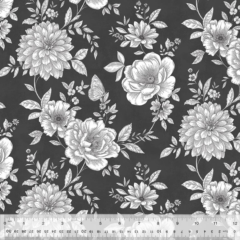 WHM Belle 53435-2 Charcoal - Cotton Fabric