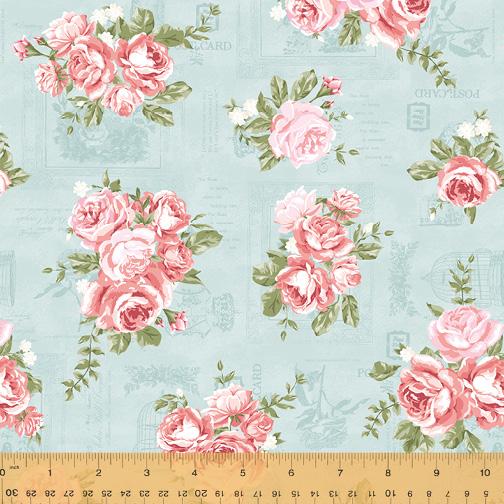 WHM Wish You Were Here 53364-2 Blue - Cotton Fabric