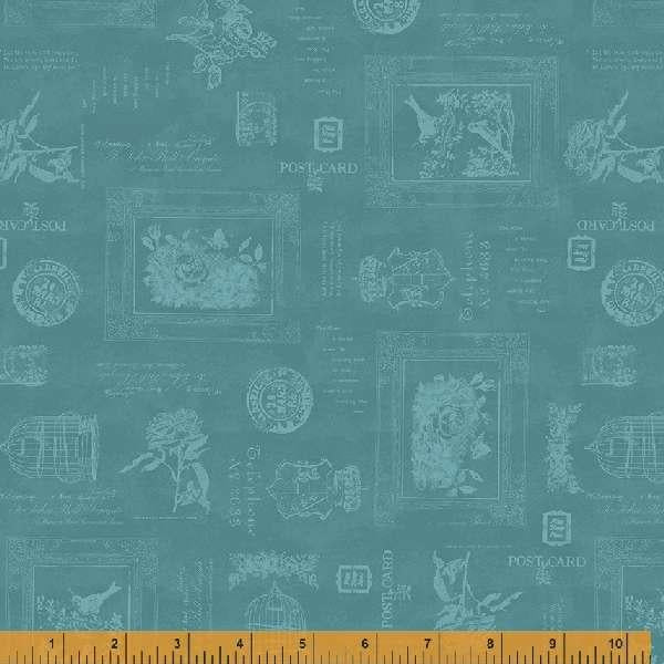 WHM Wish You Were Here 53365-3 Teal - Cotton Fabric