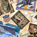 QT Patriot Military Collage - 30930-A Tan - Cotton Fabric
