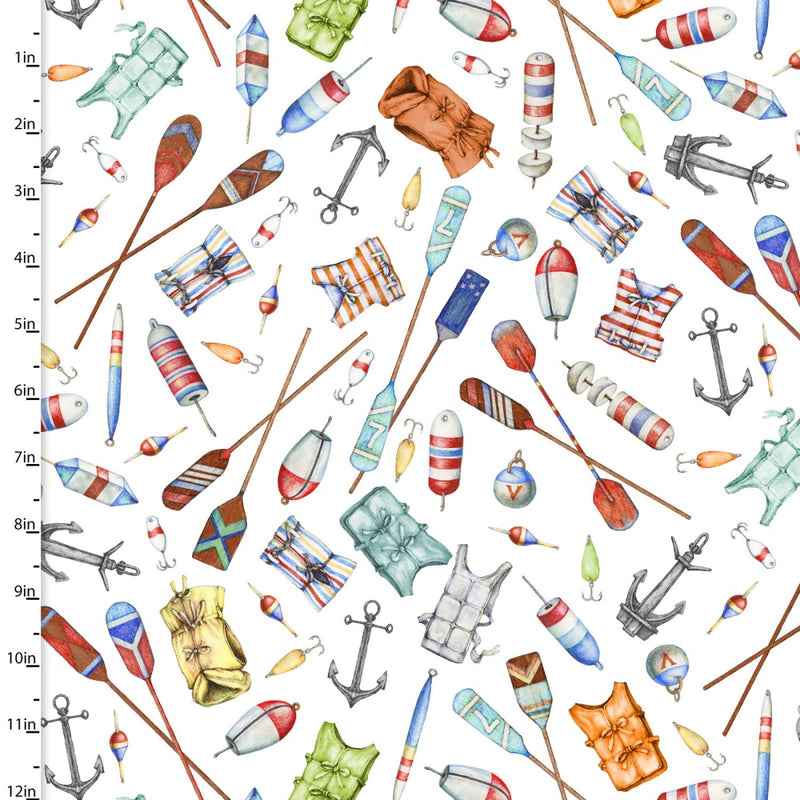 3 WISHES Fair Winds and Following Seas - 23758-WHT - Cotton Fabric
