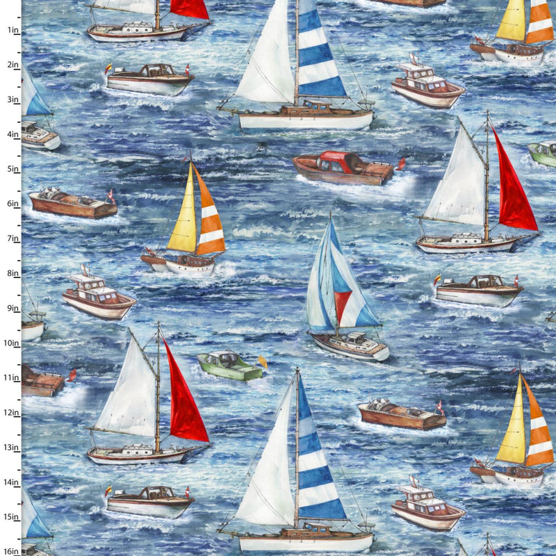 3 WISHES Fair Winds and Following Seas - 23760-BLU - Cotton Fabric