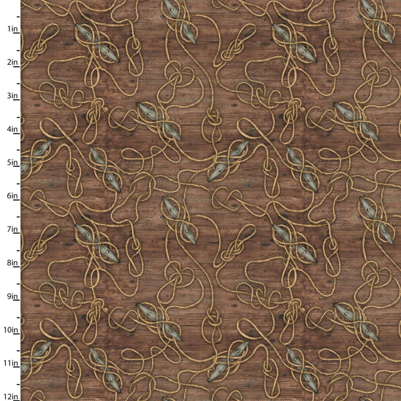 3 WISHES Fair Winds and Following Seas - 23762-BRN - Cotton Fabric