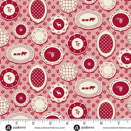 AND A Woodsy Cottage Plate Wall - A-1363-E Rose Pink - Cotton Fabric