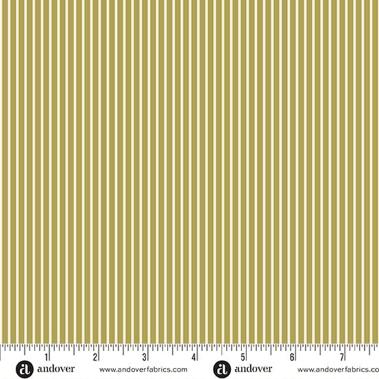 AND A Woodsy Cottage Woodsy Cottage Stripe - A-1368-G Light Olive - Cotton Fabric