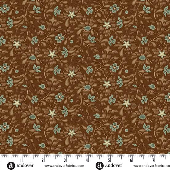 AND Always and Forever Brocade - 1663-N Chocolate - Cotton Fabric