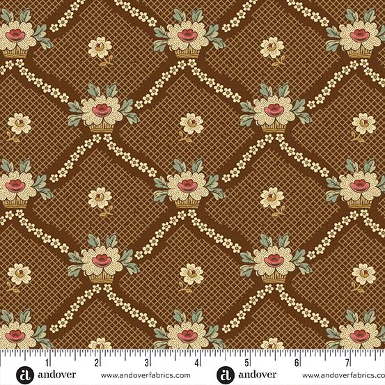 AND Always and Forever Lattice Baskets - 1662-N Chocolate - Cotton Fabric