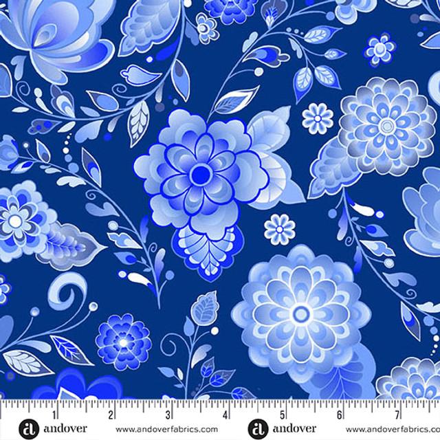 AND Amsterdam Bloom 108" - 1691-B Cobalt - Cotton Fabric
