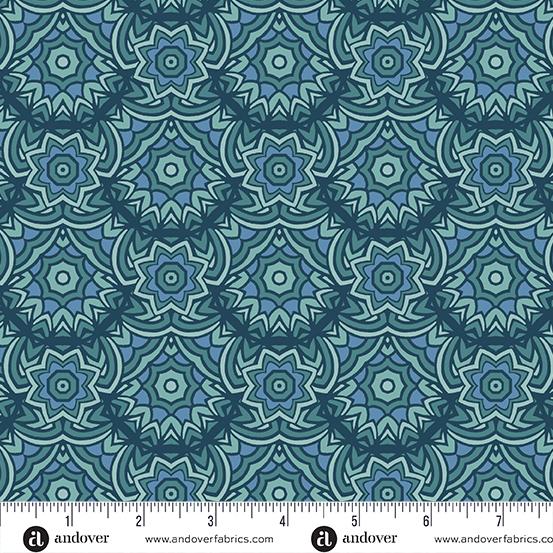 AND At Days End Terraced - A-1097-T Grassy Fields - Cotton Fabric