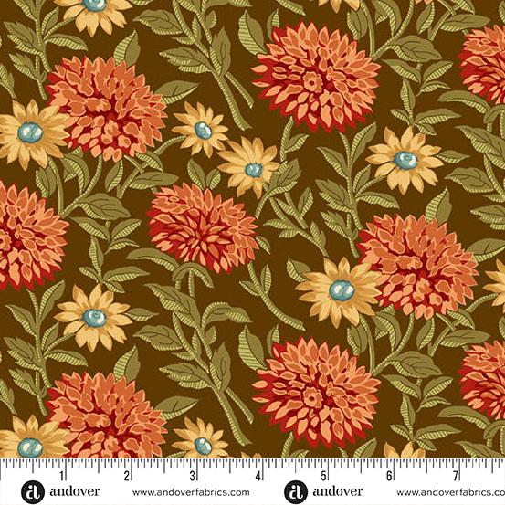 AND Autumn Woods Woodland Bloom - A-1543-N Hickory - Cotton Fabric