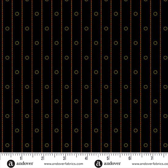 AND Bridgeport Circle Stripes - 5605-K Black - Cotton Fabric