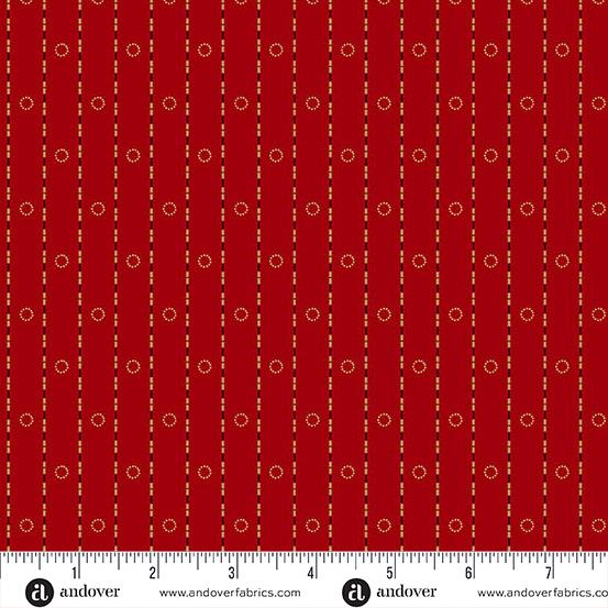 AND Bridgeport Circle Stripes - 5605-R Red - Cotton Fabric