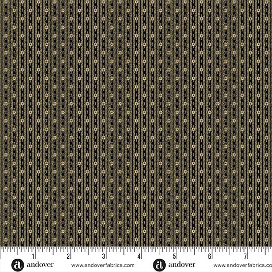 AND Bridgeport Square Stripes - 5608-K Black - Cotton Fabric