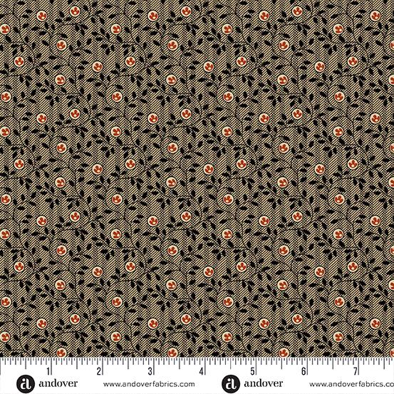 AND Bridgeport Striped Vines - 5603-K Black - Cotton Fabric