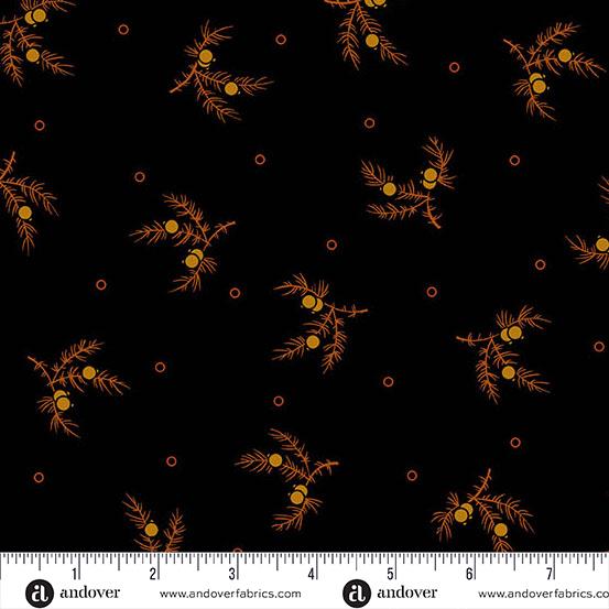 AND Carolina Tossing Sprig - A-5315-K Black Gold - Cotton Fabric