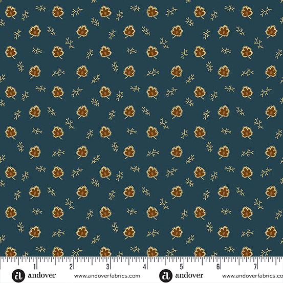 AND Carolina Acorn Leaf - A-5316-B Blue - Cotton Fabric