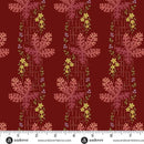 AND Dahlia Tree Moss - A-1374-R Crimson - Cotton Fabric