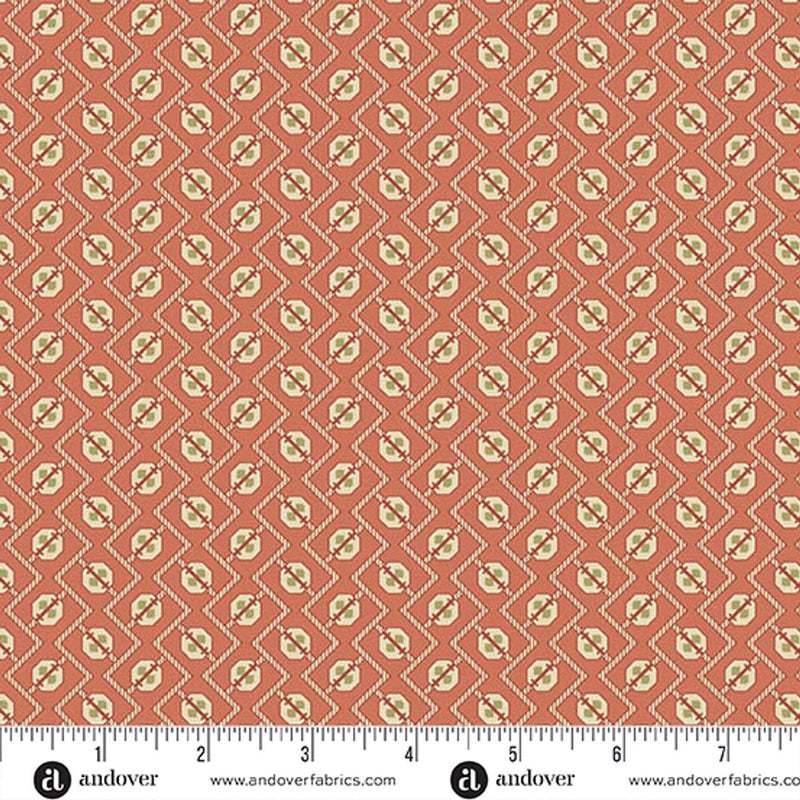 AND Farmer's Daughter Plow - 10077-R Coral - Cotton Fabric