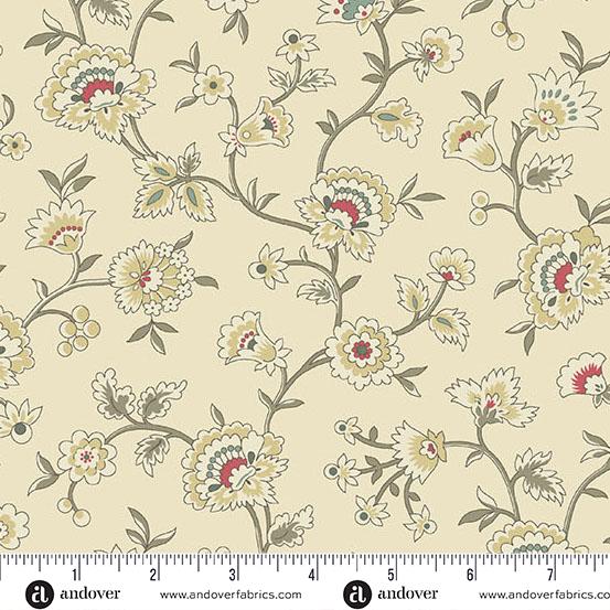 AND Farmhouse Flourish - A-1355-L Cream - Cotton Fabric