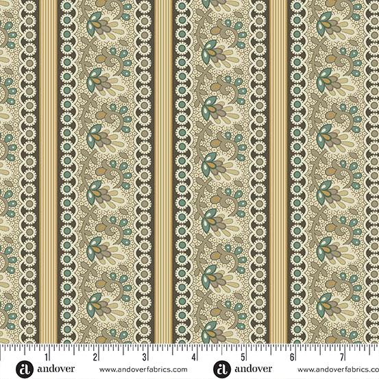 AND Farmhouse Lace Columns - A-1356-NT Teal - Cotton Fabric