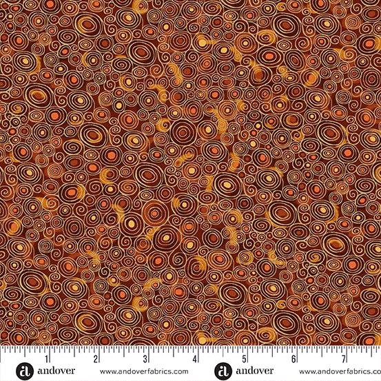 AND Golden Scroll - 158-V Brown - Cotton Metallic Fabric