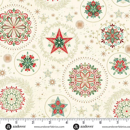 AND Good Tidings Christmas Star - MU-103-Q Cream - Cotton Fabric