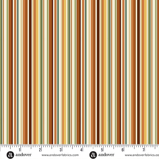 AND Hello Autumn Cinnamon Stripe - MU-102-1 Multi - Cotton Fabric