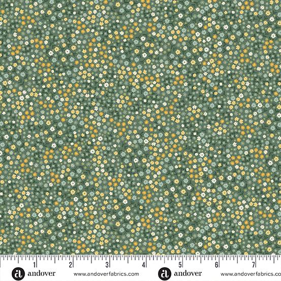 AND Hello Autumn Mini Blooms - MU-100-T Teal - Cotton Fabric
