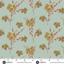 AND Jingle Bell - 10345-B Leaves and Berries Vintage Blue - Cotton Fabric