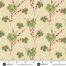 AND Jingle Bell - 10345-L Leaves and Berries Buttercream - Cotton Fabric