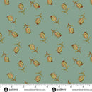 AND Jingle Bell - 10353-B Ornamental Tulips Vintage Blue - Cotton Fabric