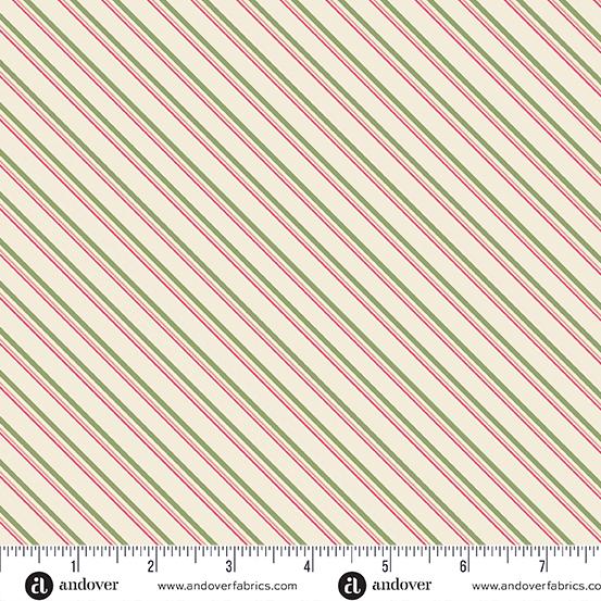 AND Joy Candy Cane - A-1040-L Snow - Cotton Fabric