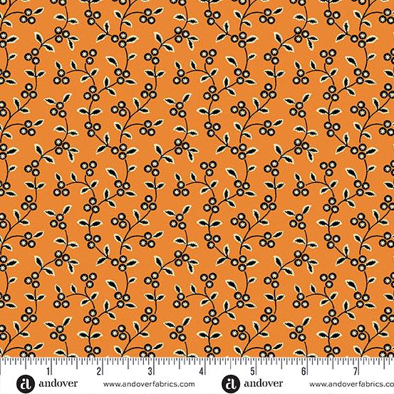 AND Midnight Moon Vine - 1530-O Pumpkin - Cotton Fabric