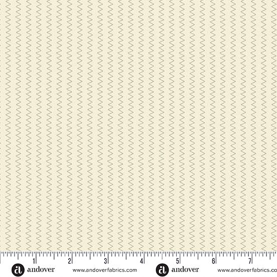 AND Sewing Bird Zig Zag - 1606-L Limestone - Cotton Fabric