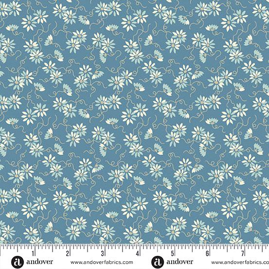 AND Sewing Bird Daisy Chain - 1616-B Dusk - Cotton Fabric
