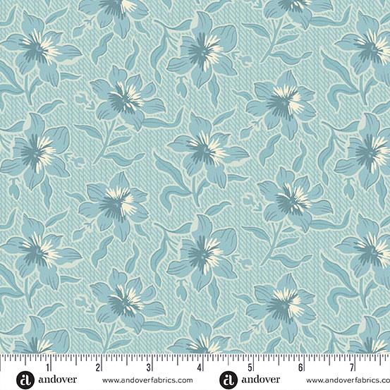 AND Sewing Bird Lilly - 1604-B Glacier - Cotton Fabric