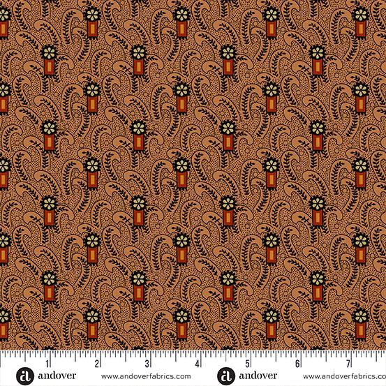 AND Spice Market Paisley Fern - 6024-O Garam Masala - Cotton Fabric