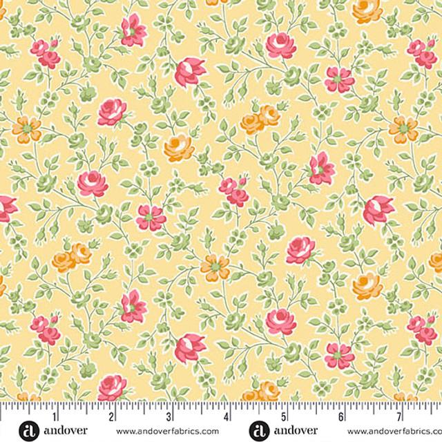 AND Sweet Things Climbing Rose - 1636-Y Yellow - Cotton Fabric
