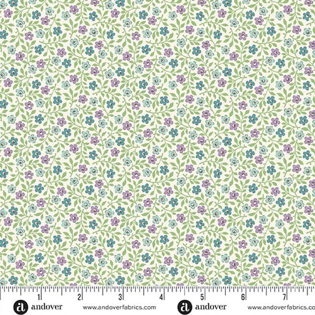 AND Sweet Things Groundcover - 1641-T Teal - Cotton Fabric