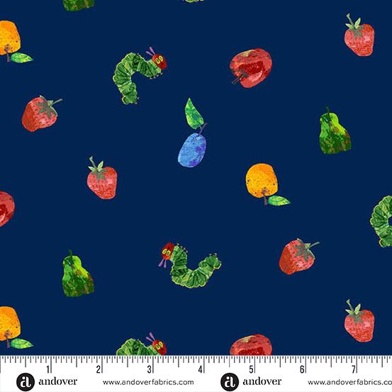 AND The Very Hungry Caterpillar Snack Time - A-1440-B Navy - Cotton Fabric
