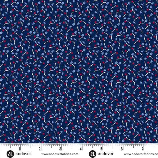 AND Tradition Calico Stars - A-1326-B Blue - Cotton Fabric
