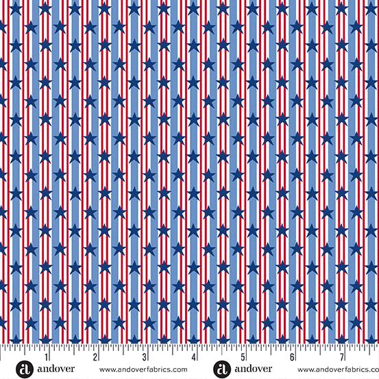 AND Tradition Stars and Stripes - A-1324-B Blue - Cotton Fabric