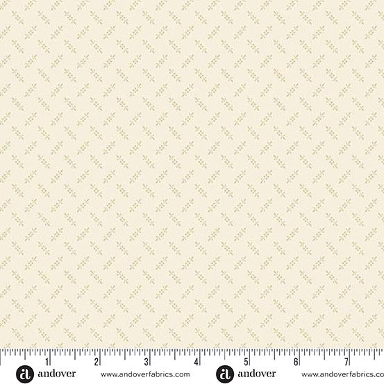 AND Wildflower Cottage Fern Moss - 1597-L Alabaster - Cotton Fabric