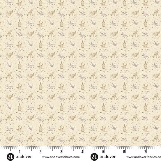 AND Wildflower Cottage Meadowlarks - 1598-L Parchment - Cotton Fabric