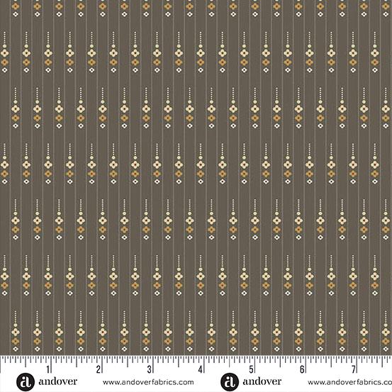 AND Wildflower Cottage Petal Chain - 1595-C Charcoal - Cotton Fabric