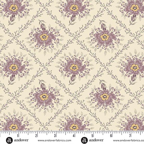 AND Wildflower Cottage Trellis - 1591-P Pansy - Cotton Fabric